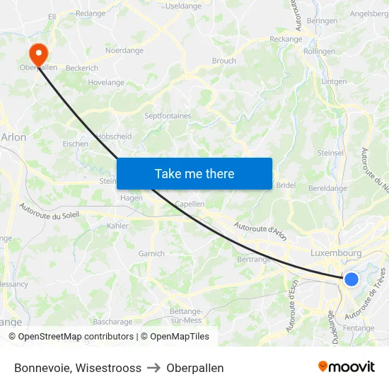 Bonnevoie, Wisestrooss to Oberpallen map