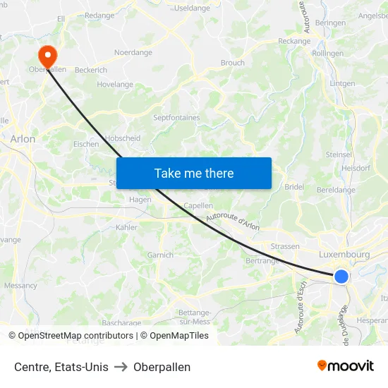 Centre, Etats-Unis to Oberpallen map