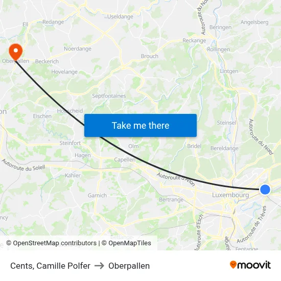 Cents, Camille Polfer to Oberpallen map