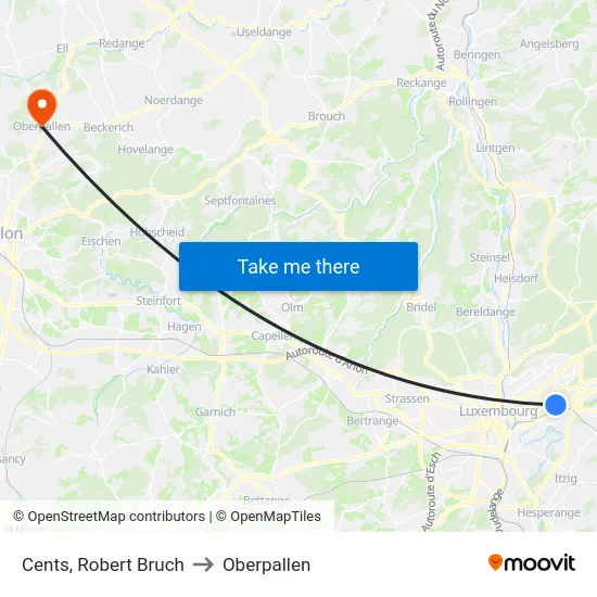 Cents, Robert Bruch to Oberpallen map