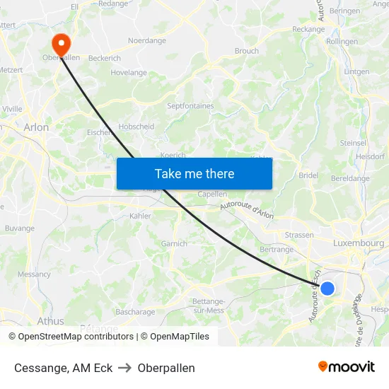 Cessange, AM Eck to Oberpallen map