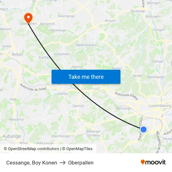 Cessange, Boy Konen to Oberpallen map