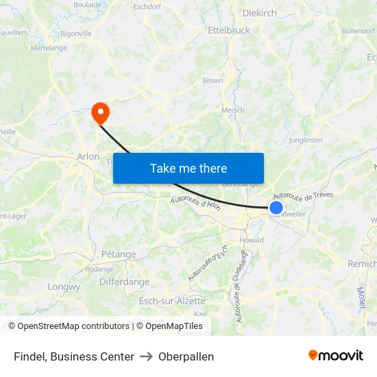 Findel, Business Center to Oberpallen map