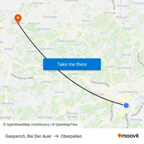 Gasperich, Bei Der Auer to Oberpallen map