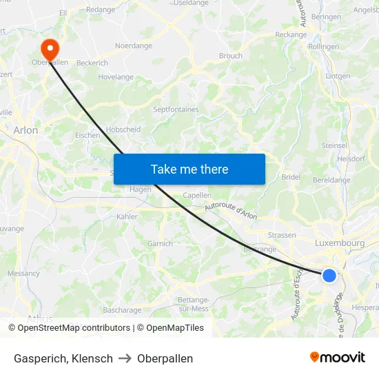 Gasperich, Klensch to Oberpallen map