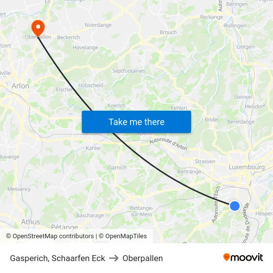 Gasperich, Schaarfen Eck to Oberpallen map