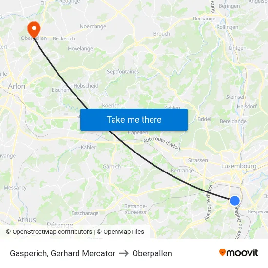 Gasperich, Gerhard Mercator to Oberpallen map