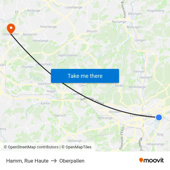 Hamm, Rue Haute to Oberpallen map