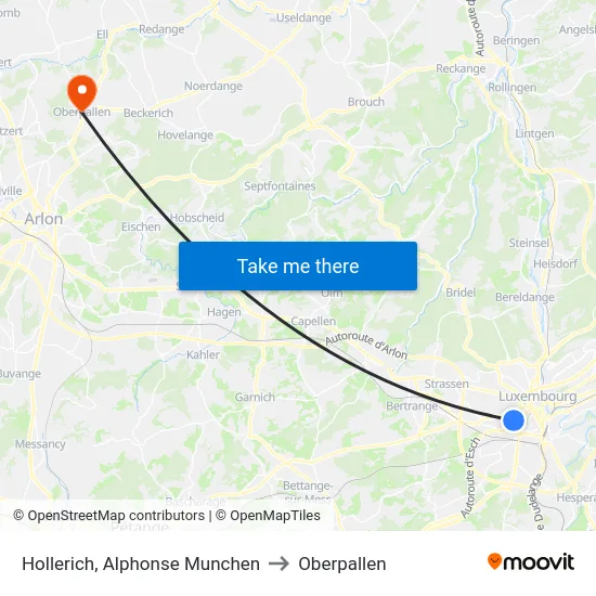Hollerich, Alphonse Munchen to Oberpallen map
