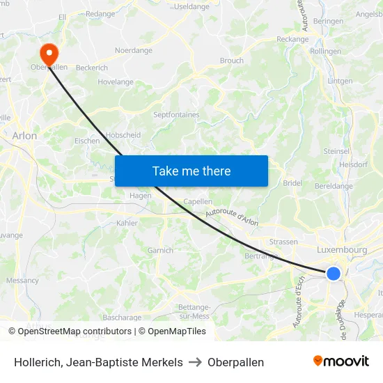 Hollerich, Jean-Baptiste Merkels to Oberpallen map