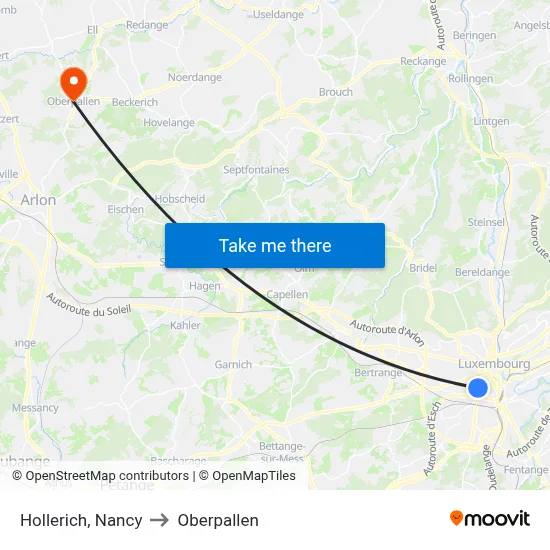 Hollerich, Nancy to Oberpallen map