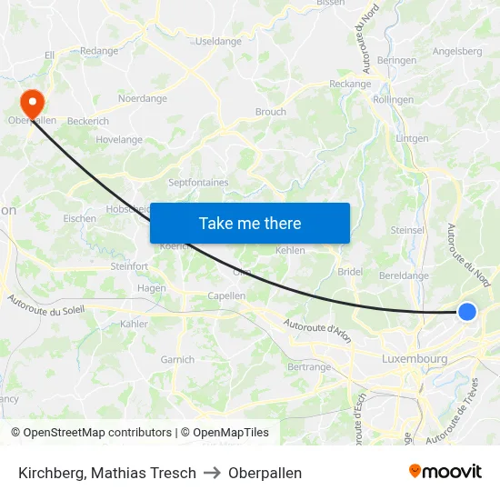 Kirchberg, Mathias Tresch to Oberpallen map