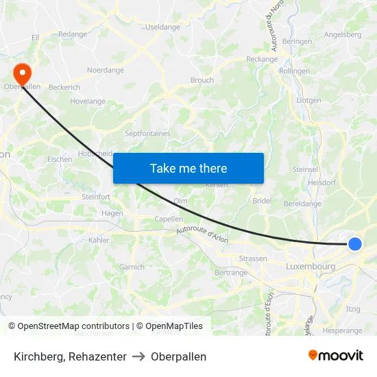 Kirchberg, Rehazenter to Oberpallen map