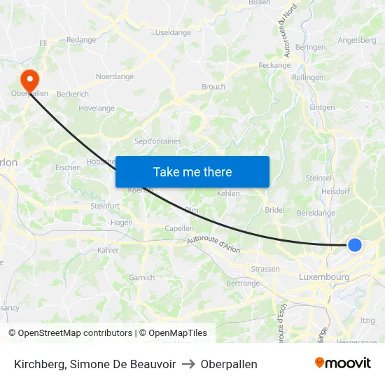 Kirchberg, Simone De Beauvoir to Oberpallen map