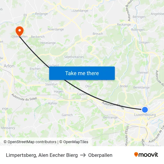 Limpertsberg, Alen Eecher Bierg to Oberpallen map
