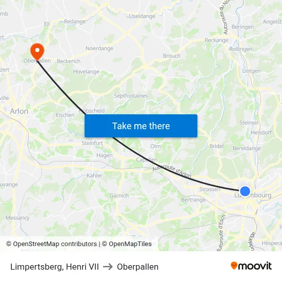 Limpertsberg, Henri VII to Oberpallen map