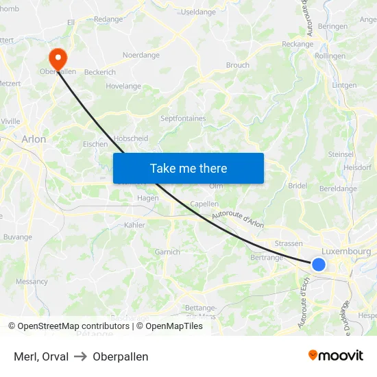 Merl, Orval to Oberpallen map