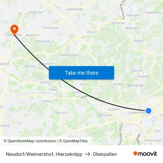 Neudorf/Weimershof, Hierzekrëpp to Oberpallen map