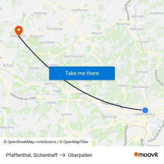 Pfaffenthal, Sichenhaff to Oberpallen map