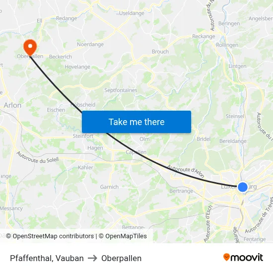 Pfaffenthal, Vauban to Oberpallen map