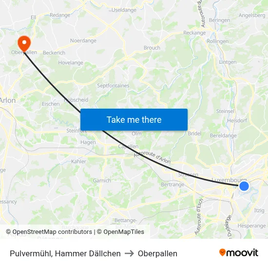 Pulvermühl, Hammer Dällchen to Oberpallen map