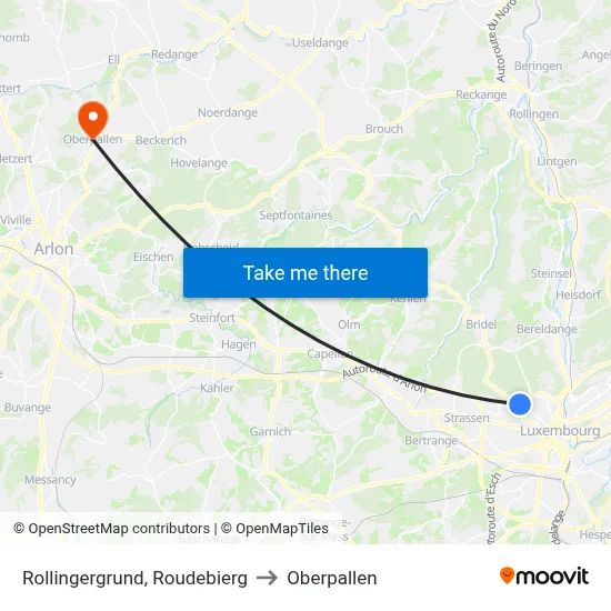 Rollingergrund, Roudebierg to Oberpallen map