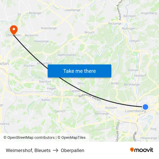 Weimershof, Bleuets to Oberpallen map