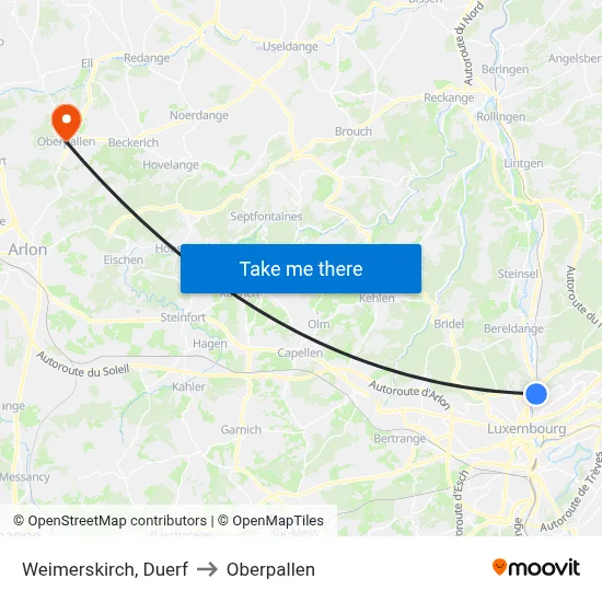 Weimerskirch, Duerf to Oberpallen map