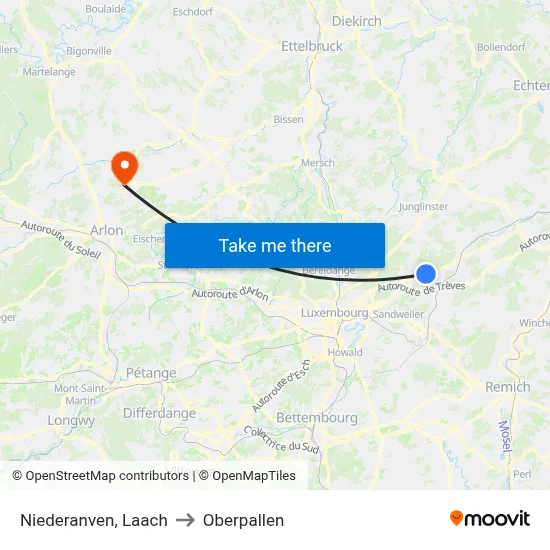 Niederanven, Laach to Oberpallen map