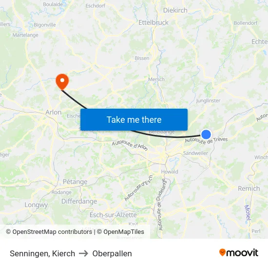 Senningen, Kierch to Oberpallen map