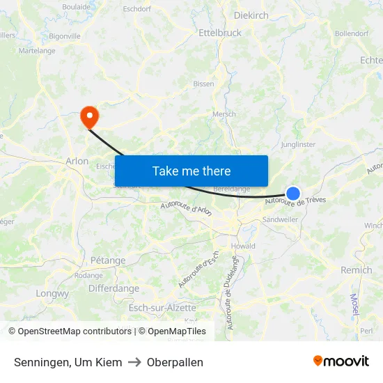 Senningen, Um Kiem to Oberpallen map