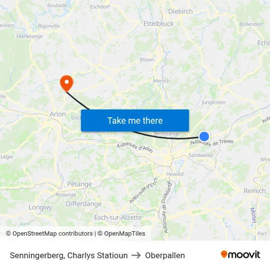 Senningerberg, Charlys Statioun to Oberpallen map