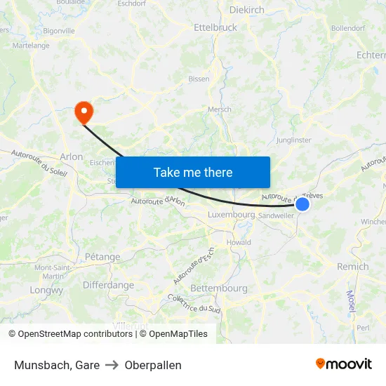Munsbach, Gare to Oberpallen map