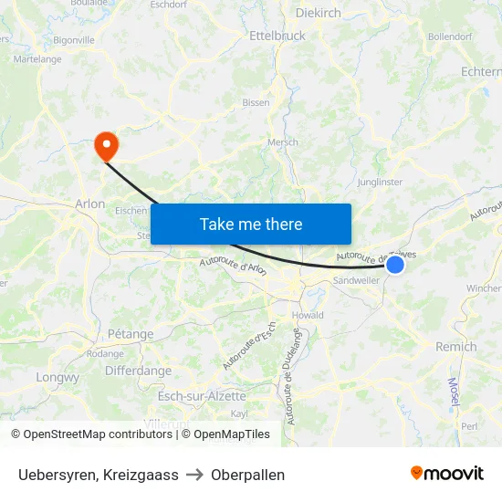 Uebersyren, Kreizgaass to Oberpallen map