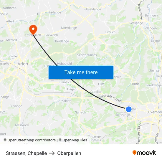Strassen, Chapelle to Oberpallen map