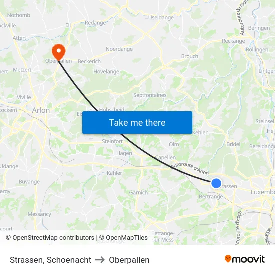 Strassen, Schoenacht to Oberpallen map