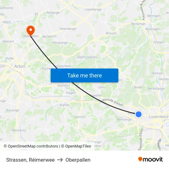 Strassen, Réimerwee to Oberpallen map