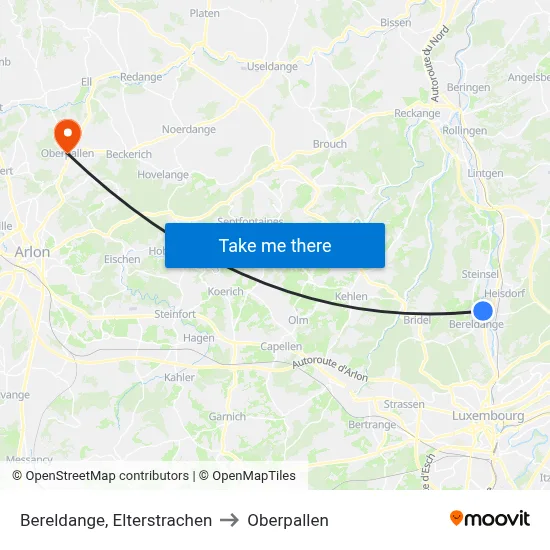 Bereldange, Elterstrachen to Oberpallen map