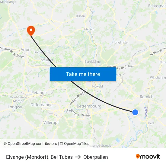 Elvange (Mondorf), Bei Tubes to Oberpallen map