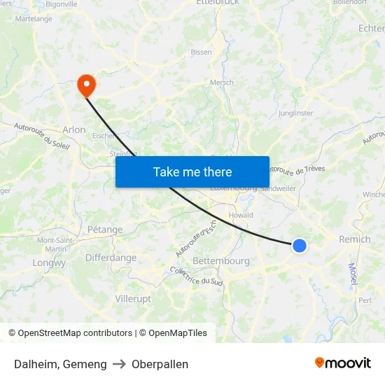 Dalheim, Gemeng to Oberpallen map