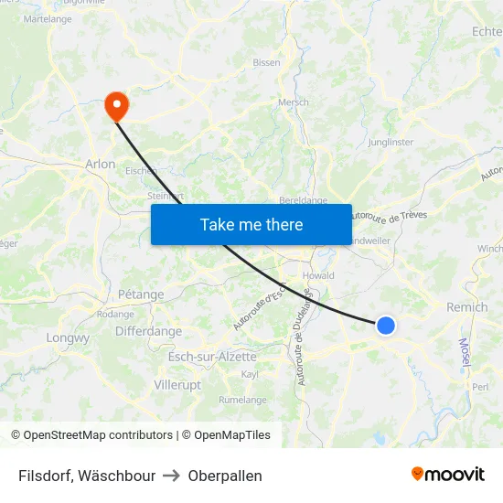 Filsdorf, Wäschbour to Oberpallen map