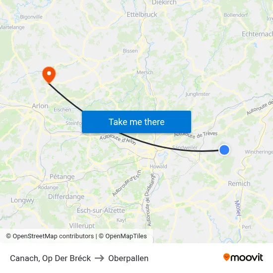Canach, Op Der Bréck to Oberpallen map