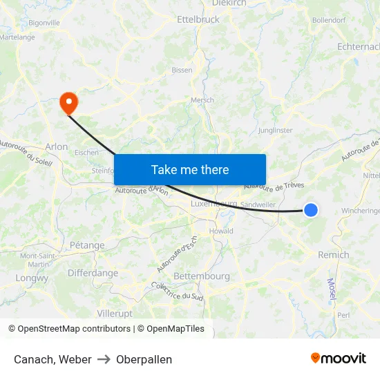 Canach, Weber to Oberpallen map