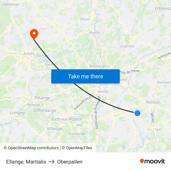 Ellange, Martialis to Oberpallen map