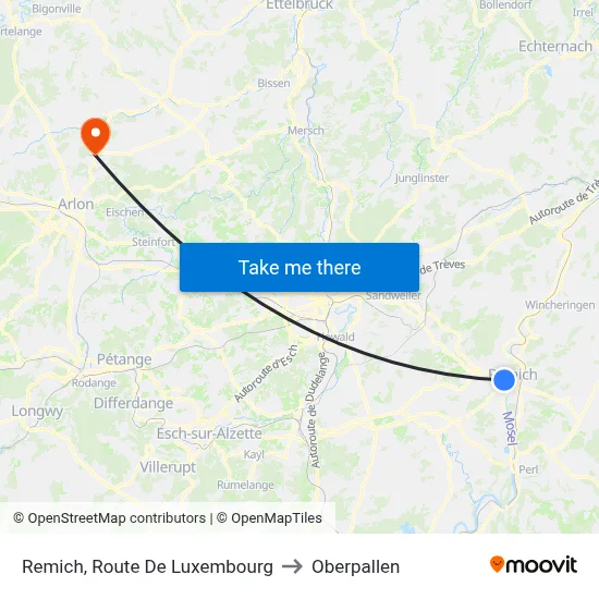 Remich, Route De Luxembourg to Oberpallen map