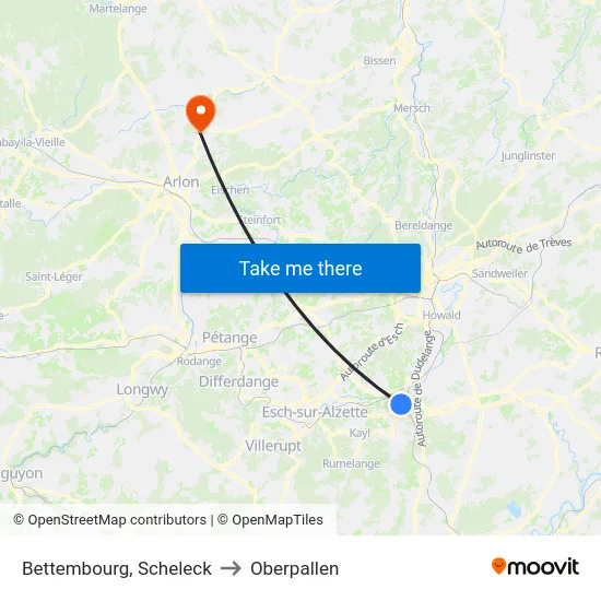 Bettembourg, Scheleck to Oberpallen map