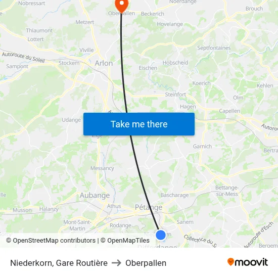 Niederkorn, Gare Routière to Oberpallen map