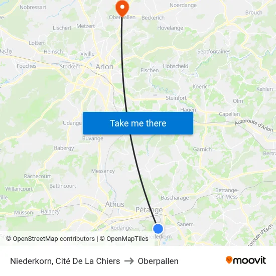 Niederkorn, Cité De La Chiers to Oberpallen map