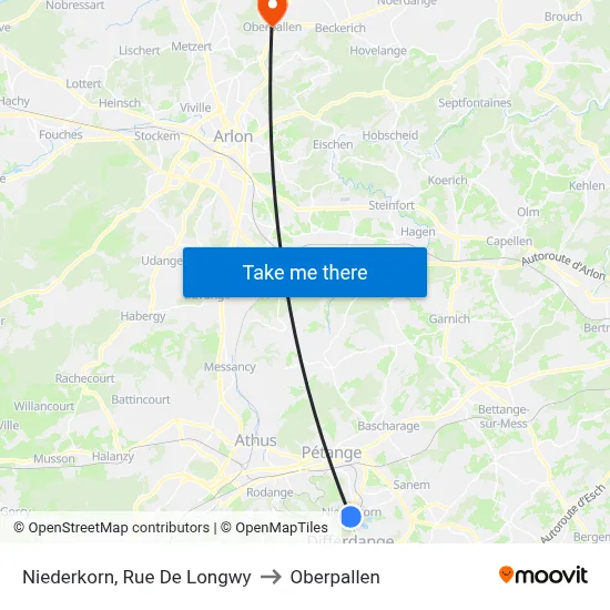 Niederkorn, Rue De Longwy to Oberpallen map