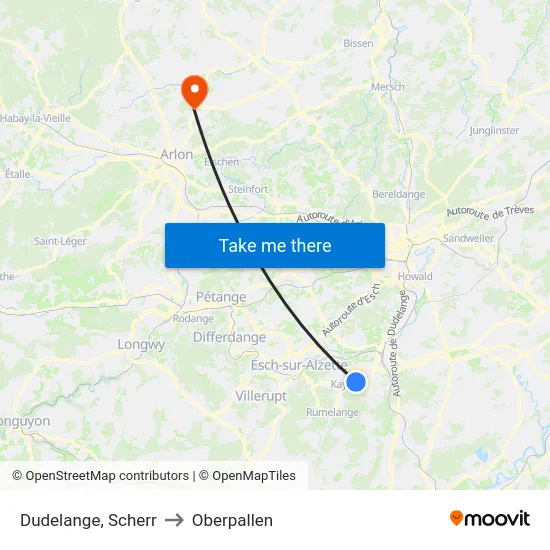 Dudelange, Scherr to Oberpallen map